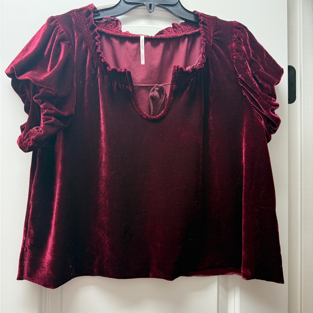 Free People Velvet Burgundy top